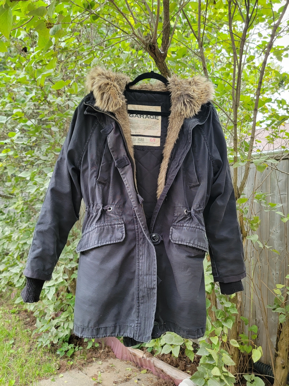 GARAGE FAUX FUR HOODED JACKET WITH REMOVABLE LINING XS